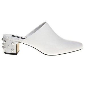 DKNY  White & Pearl Ginger Leather Mule - Women 7.5 NIB